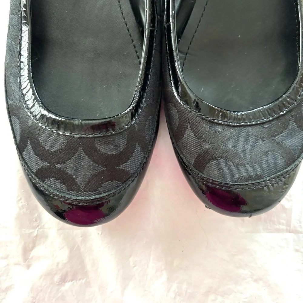 NWOT Coach true Black signature canvas patent leather Ballet Flats SZ 8 - Picture 9 of 13